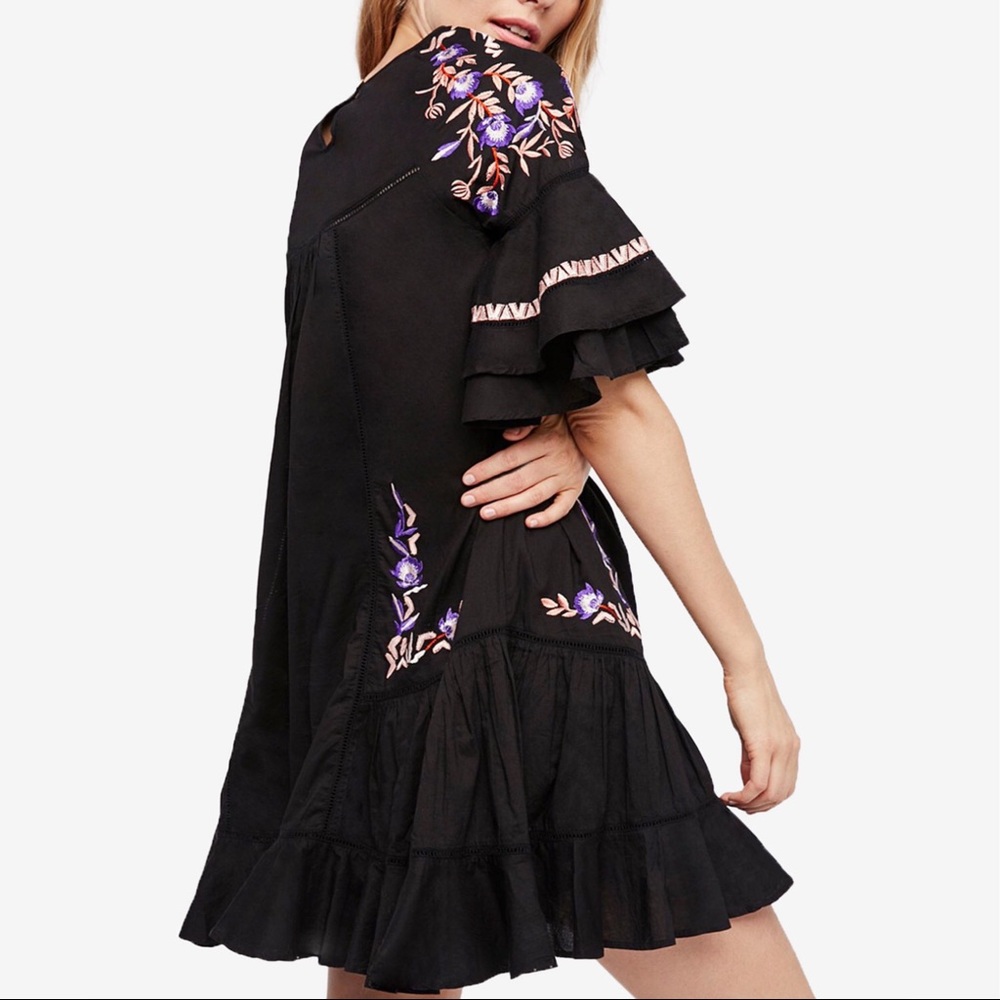 Free People Embroidered Ruffle Mini Dress - Picture 2 of 7